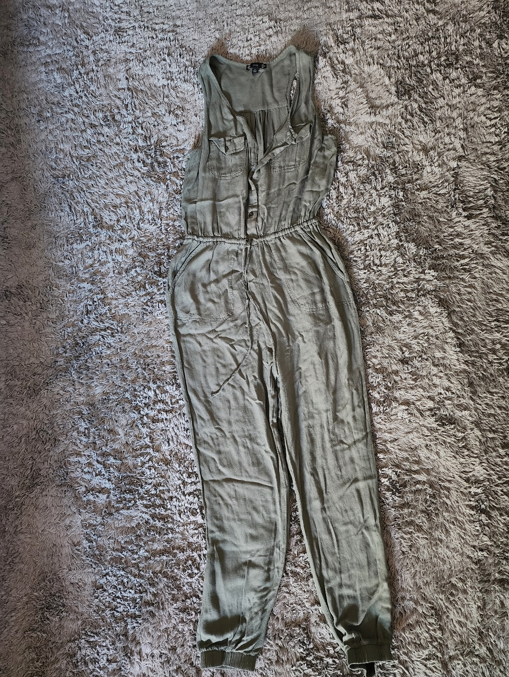 iris Olive Green Sleeveless Utility Jumpsuit